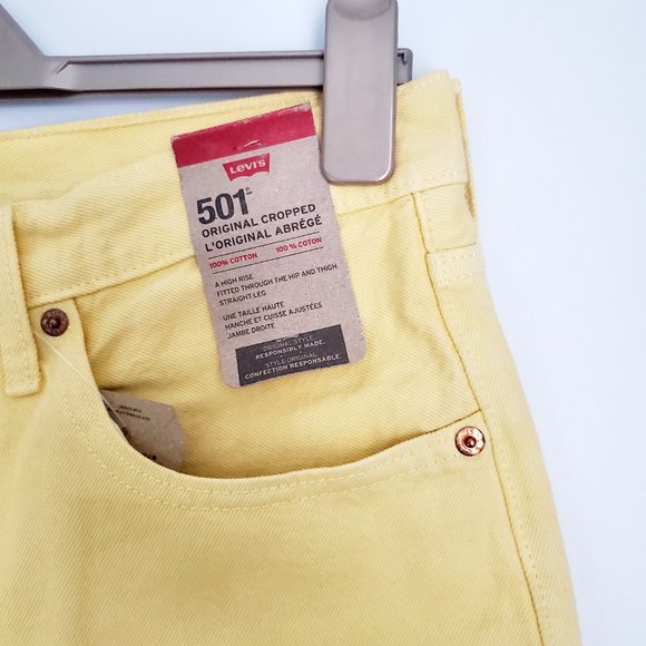 LEVI'S 501 Original Cropped Cutoff Jeans Buttonfly Coastal cowgirl festival Boho - Picture 2 of 10